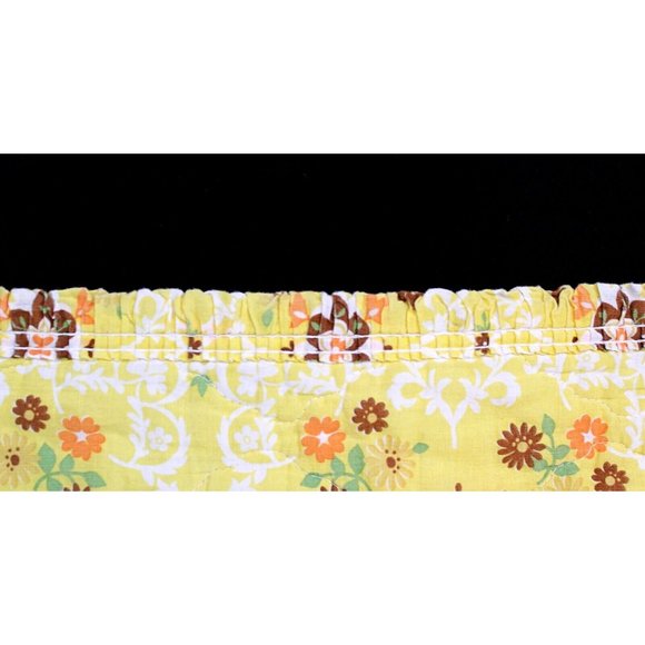 VTG 70s 80s Yellow Bedspread Quilted Stitching Floral Prairie CottageCore Farmho - Picture 4 of 8